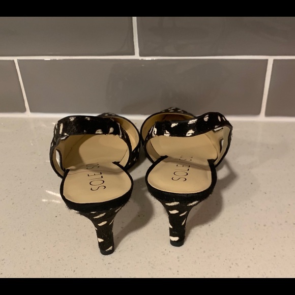 Sole Society Black Cream Spotted Haircalf Heels - Picture 4 of 5